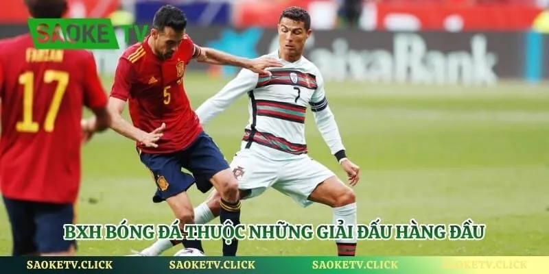 BXH bóng đá thuộc những giải đấu hàng đầu