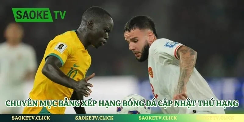 Chuyên mục bảng xếp hạng bóng đá cập nhật thứ hạng